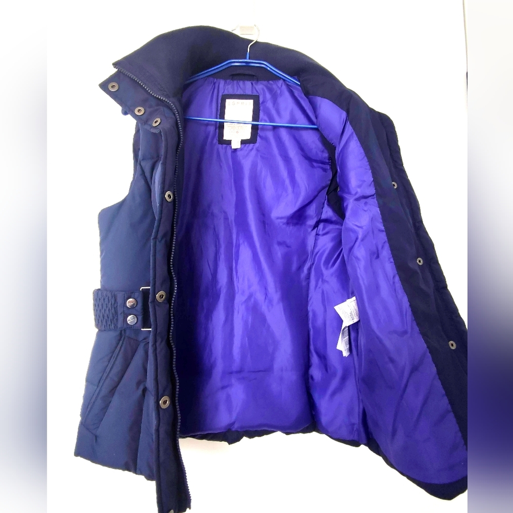 ESPRIT Navy Blue Puffer Vest with Belt (US10